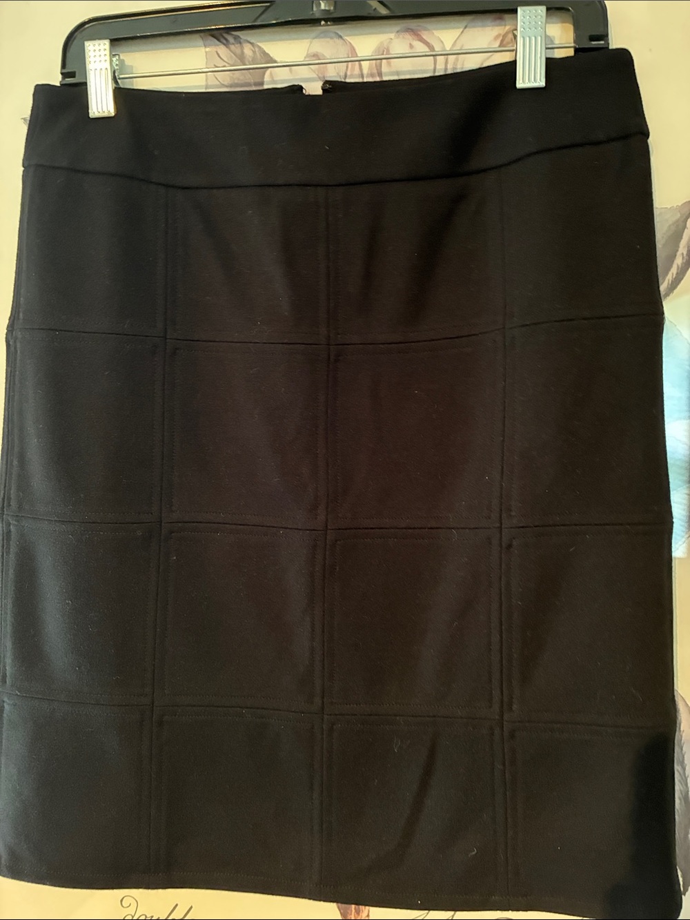 Adrienne Vittadini navy blue Patchwork-Style Midi Pencil Skirt